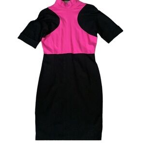 Karl Lagerfeld black and pink high neck color black dress size 6 office. Career